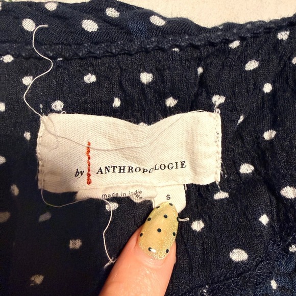 Anthropologie Nia Navy Polka Dot Sleeveless Gauze Tunic Blouse Size S - Picture 9 of 10